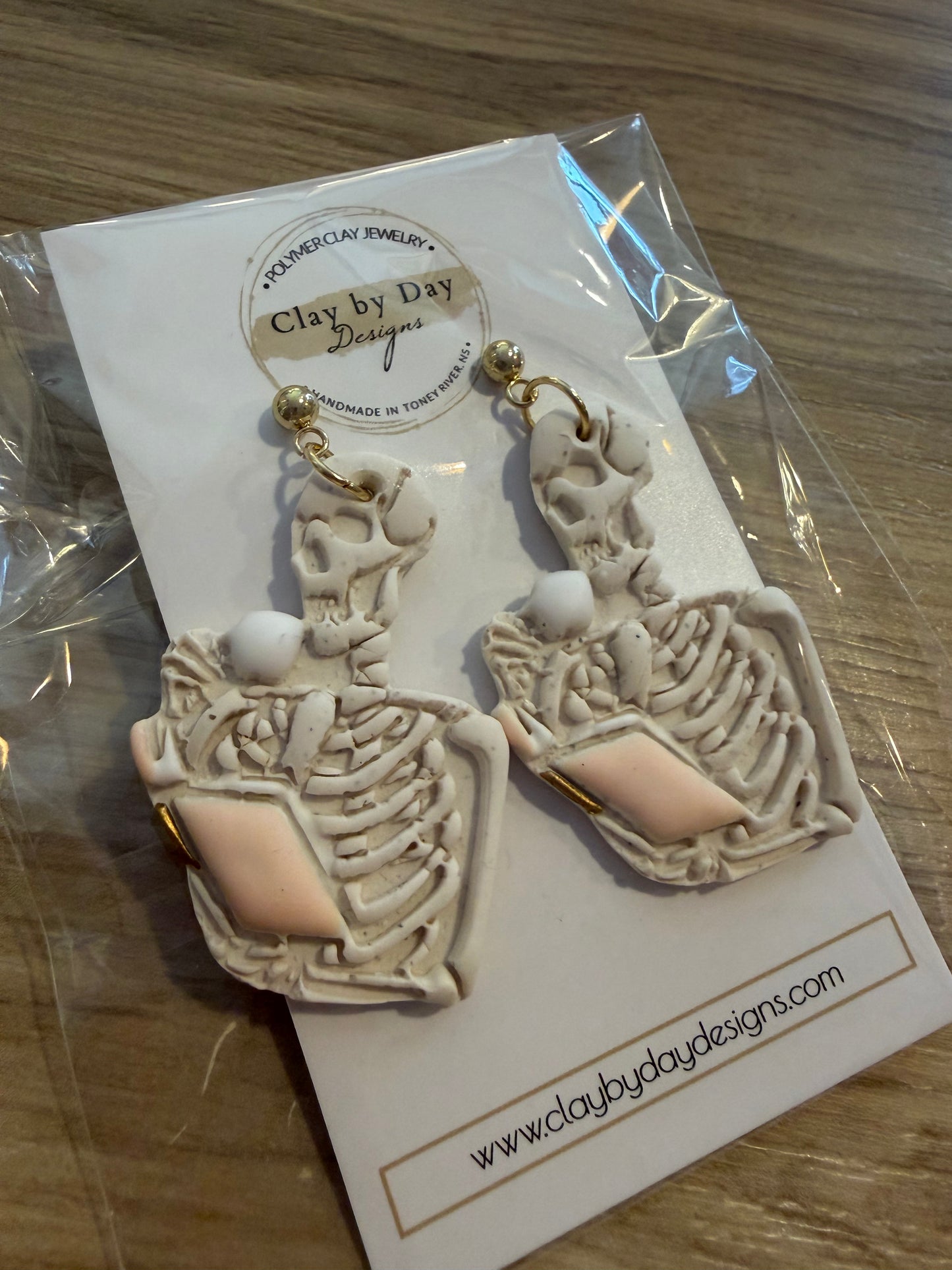 Bookish Skelly - Polymer Clay Earrings