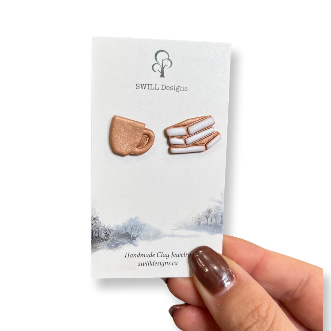 Book + Cuppa - Clay Earrings