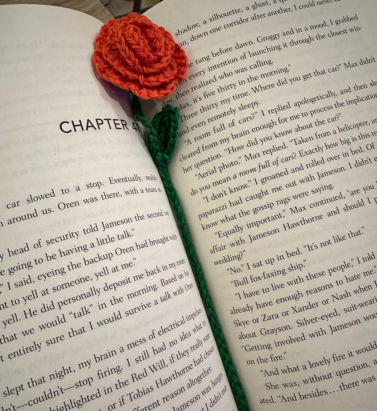 Long Stem Crochet Rose Bookmark