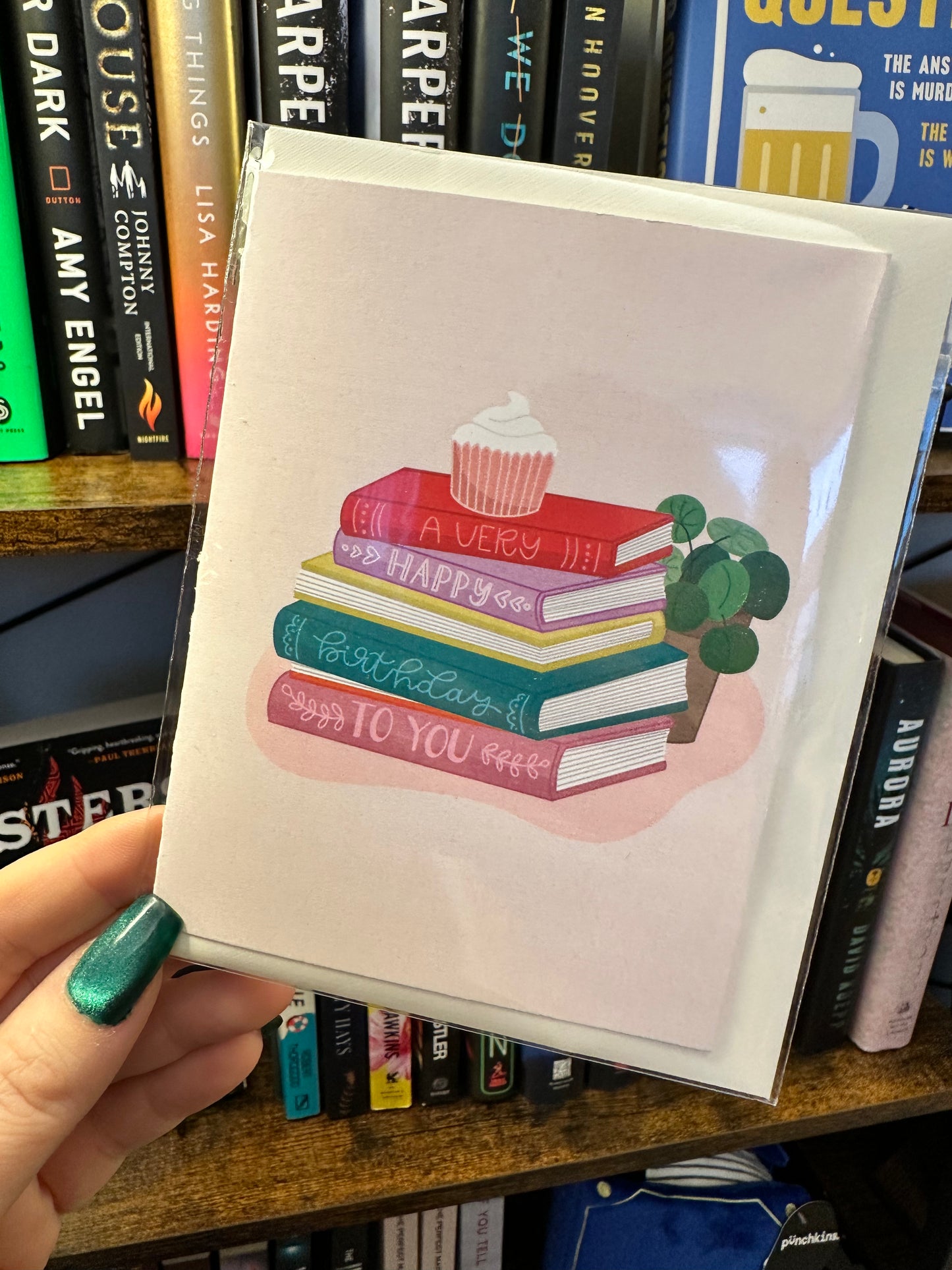 Happy Birthday Bookstack Greeting Card