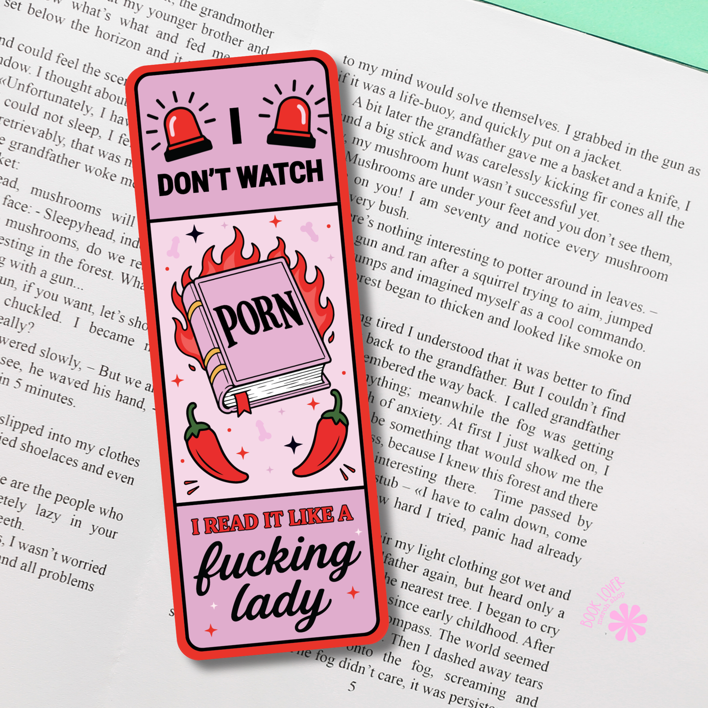 Spicy Book Bookmark - Funny Gift for Romance Readers: Glitter