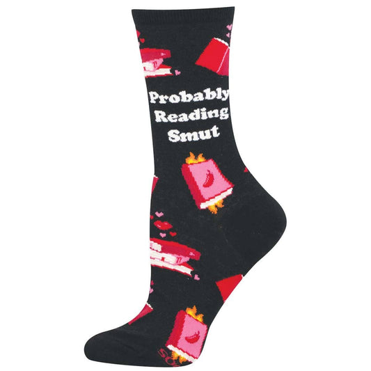 Ladies - Probably Reading Smut: Black / 9-11 (Womens Shoe Size 5-10.5)
