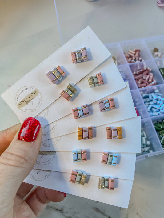 Book Library Stud Earrings  - Assorted Colors