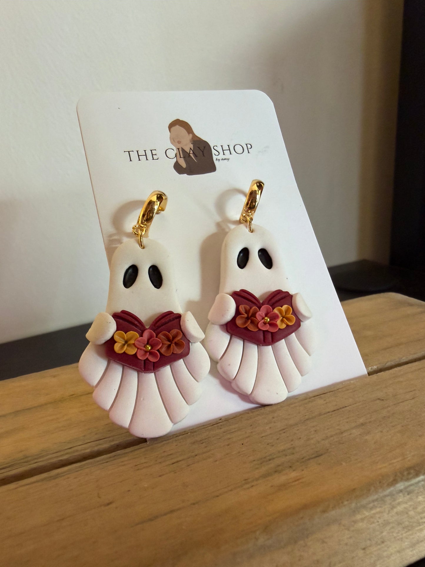 Floral Reading Ghost Earrings