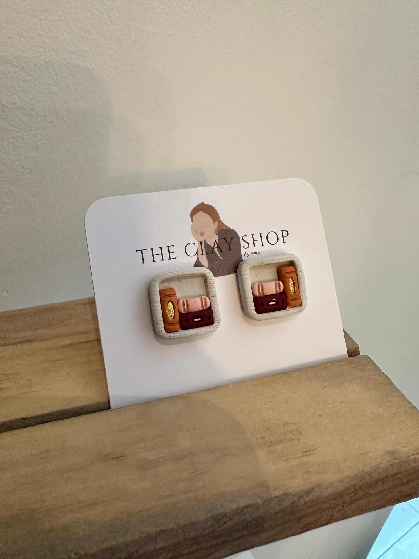 Clay Book Earrings