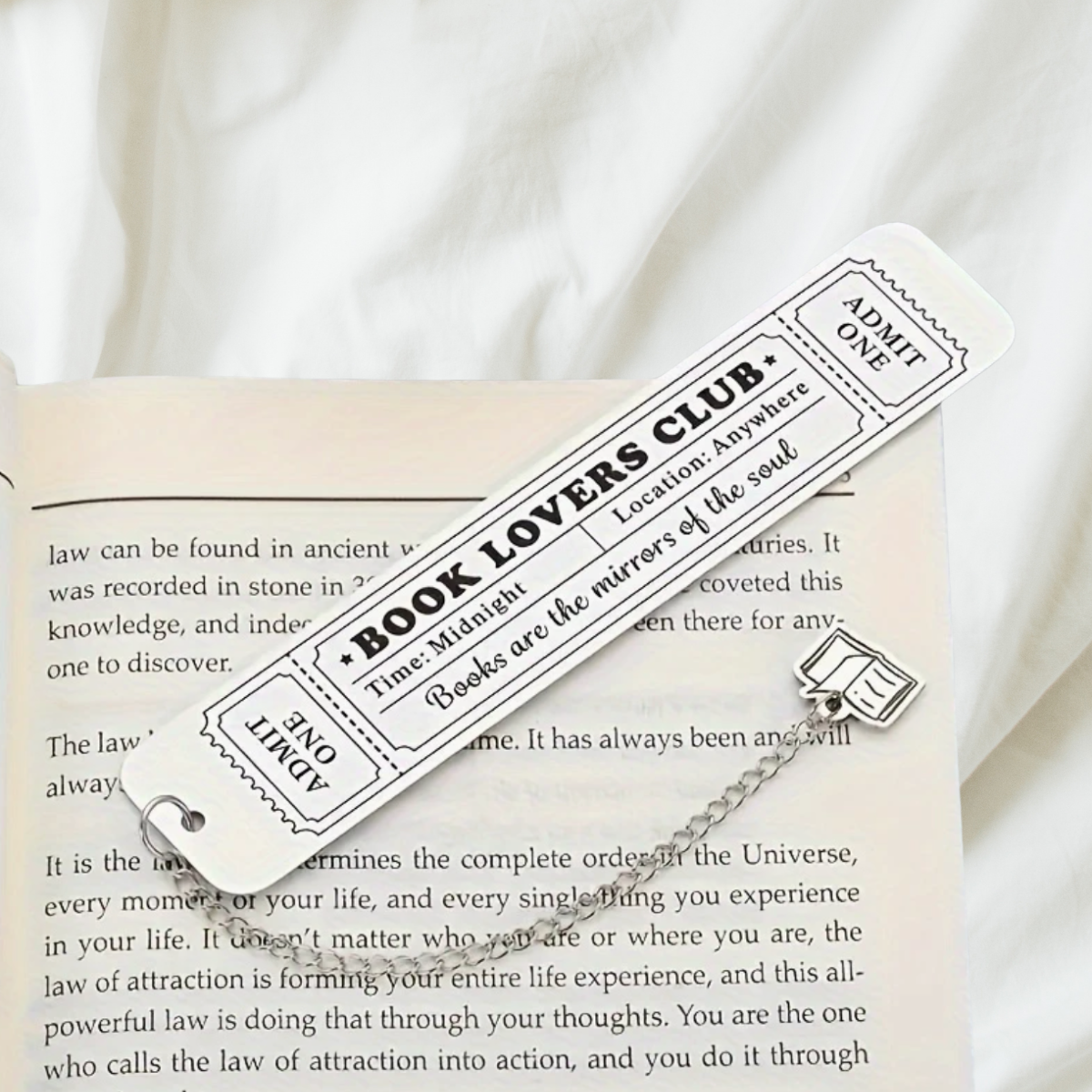 Stainless Steel Book Lover Bookmark with Chain Tassel