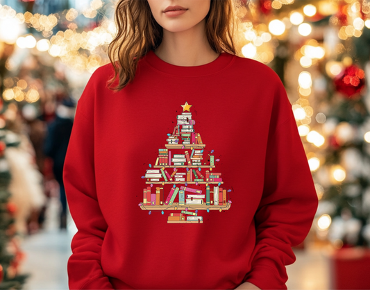 Christmas Tree of Books Crewneck Sweatshirt