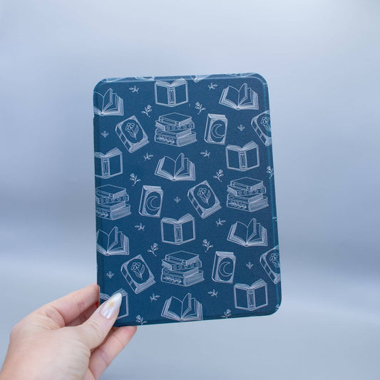 Navy Bookish Pattern Kindle Case: Kindle Paperwhite 12 (2024 model) (includes Colorsoft and Signature 12)