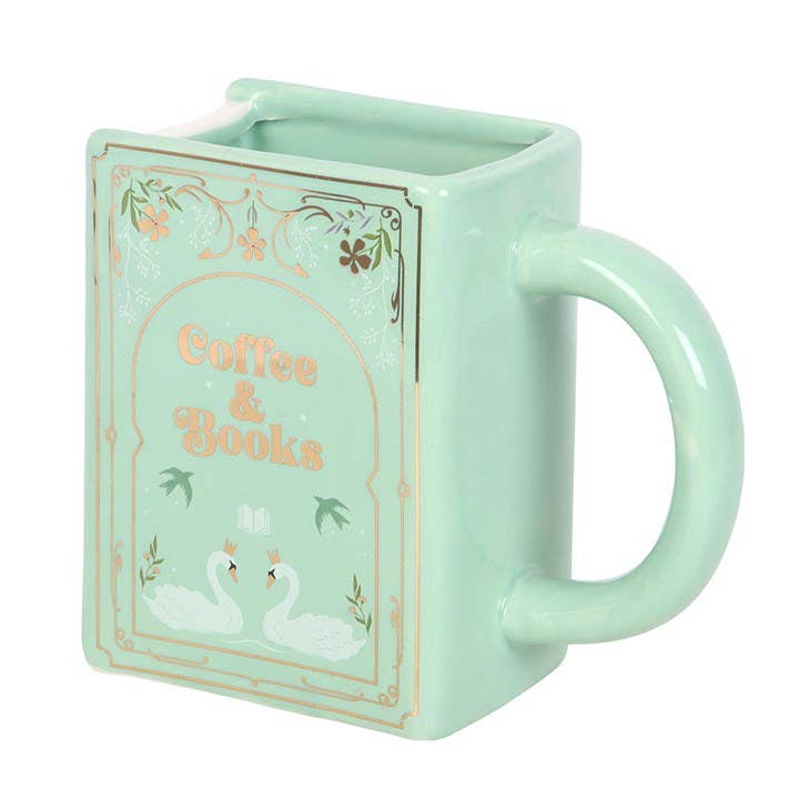 Coffee and Books Green Book Shaped Mug