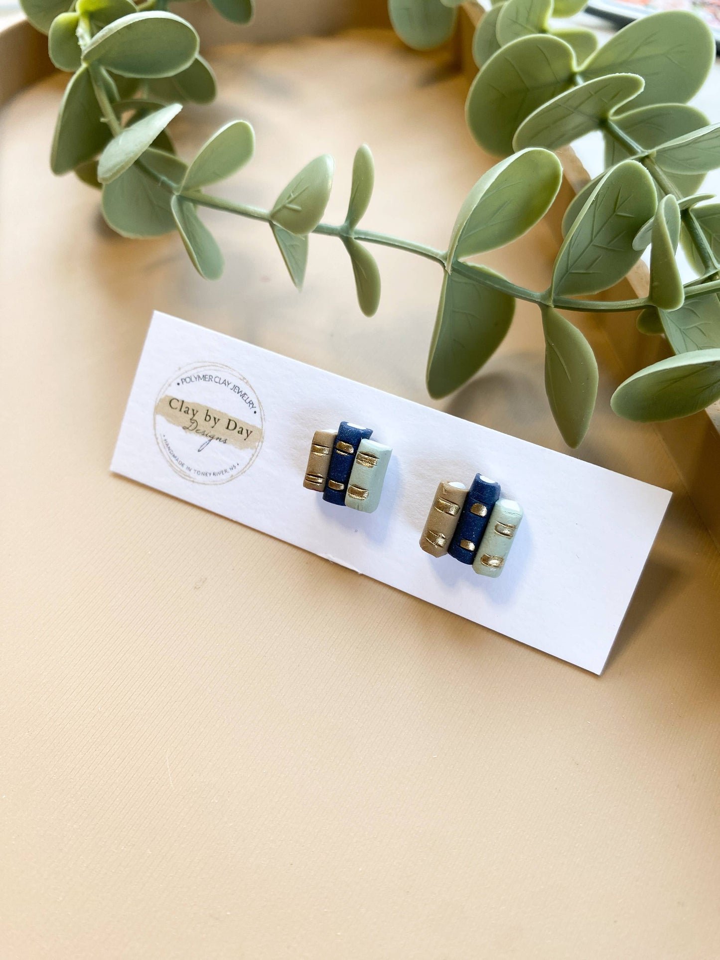 Book Library Stud Earrings  - Assorted Colors