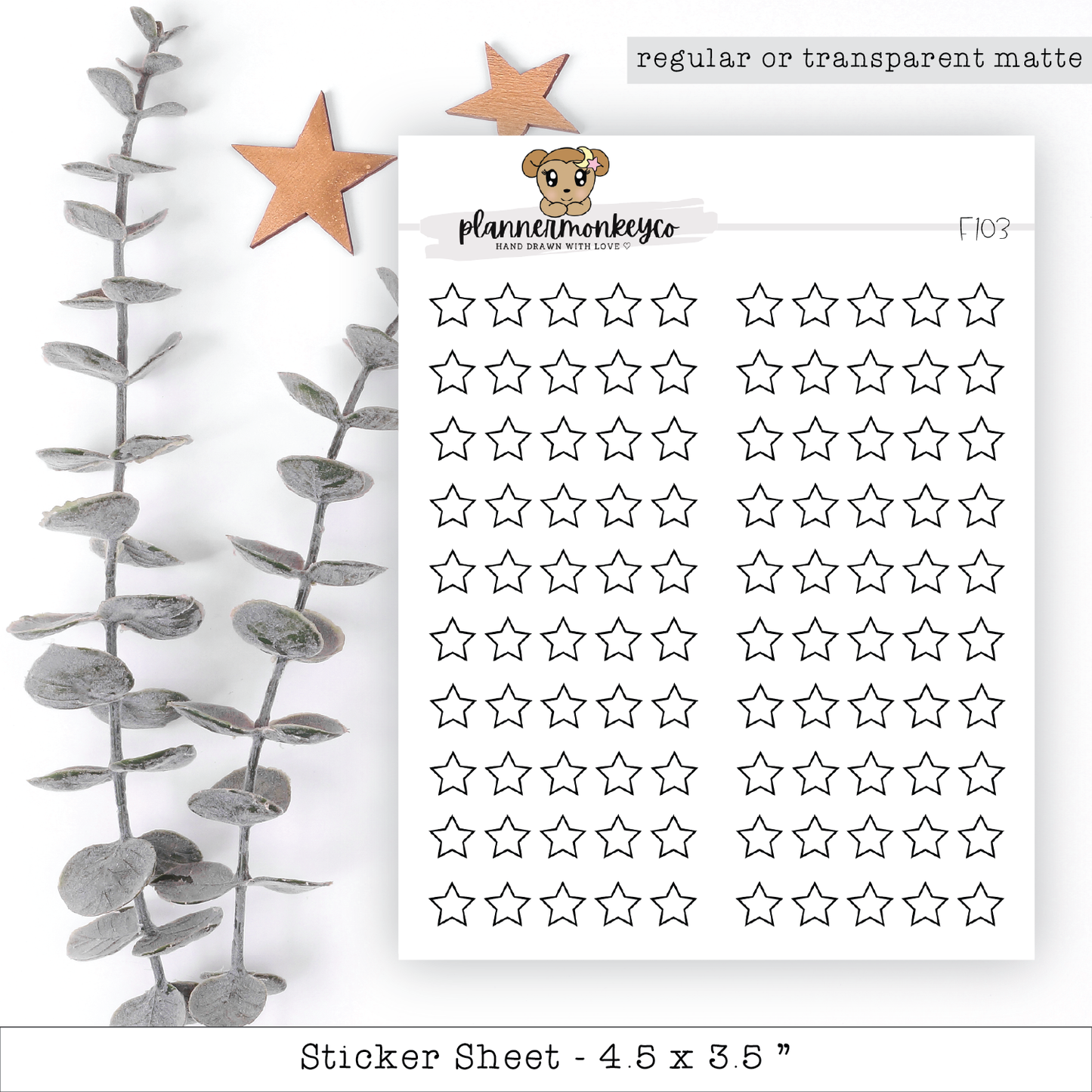 Book/movie review star rating stickers: Transparent matte